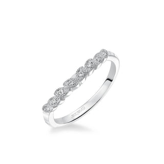 Adeline Contemporary Diamond And Milgrain Floral Wedding Band