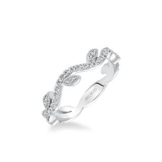 Stackable Band With Diamond Leaf And Vine Accents