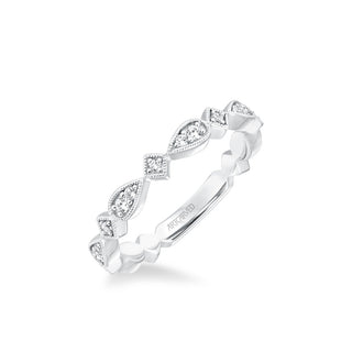 Stackable Band With Diamond And Milgrain Accented Multi-Shape Design