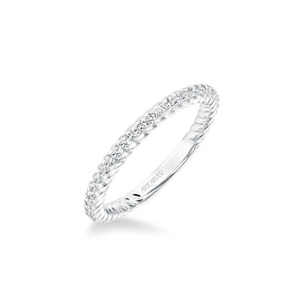 Stackable Band With Diamonds And Inside Rope Pattern