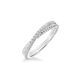 Stackable Band With Diamond And Rope "X" Design