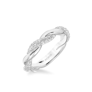 Stackable Band With Alternating Half Diamond Half Polished Twist