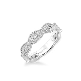 Stackable Band With Diamond And Milgrain Twist