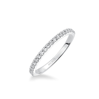 Stackable Band With Shared Prong Set Diamonds