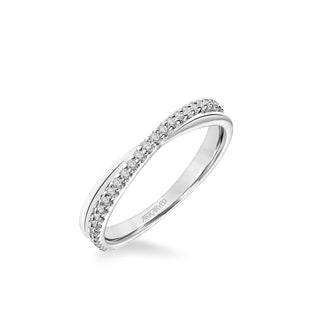 Stackable Band With Diamond And Polished "X" Design
