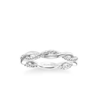 Stackable Band With Half Diamond Half Polished Twist