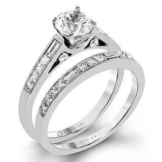 Zeghani Ladies 14k White Gold Engagement Ring ZR1364