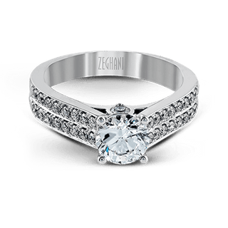 Zeghani Ladies 14k White Gold Engagement Ring ZR418