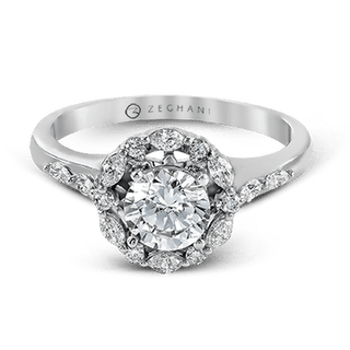 Zeghani Ladies 14k White Gold Engagement Ring ZR908