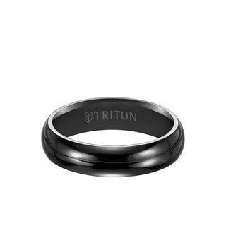 6MM Titanium Ring - Domed Black Satin Center and Bevel Edge 11-2048BT-G.00