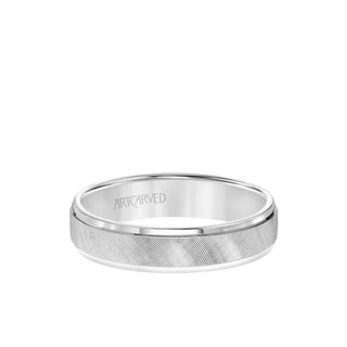 5MM Men's Classic Wedding Band - Etched Finish And Rolled Edge