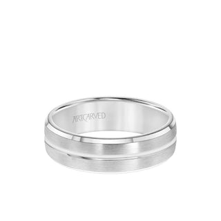 6.5MM Men's Wedding Band - Brush Finish With Polished Center Line And Bevel Edge