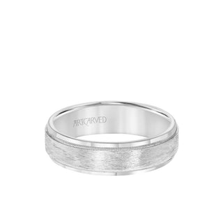 6MM Men's Wedding Band - Crystalline Finish With Milgrain And Bevel Edge