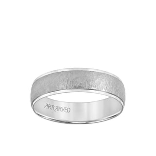 6MM Men's Classic Wedding Band - Hammered Finish And Step Edge