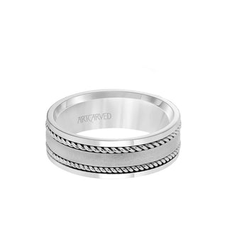 7MM Men's Wedding Band - Satin Finish With Rope Inlay And Polished Edge