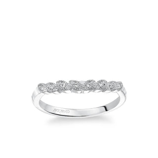 Adeline Contemporary Diamond And Milgrain Floral Wedding Band