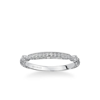 Crystal Vintage Diamond And Milgrain Engraved Wedding Band