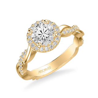 Kinsley Contemporary Round Halo Twist Diamond Engagement Ring