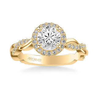 Kinsley Contemporary Round Halo Twist Diamond Engagement Ring