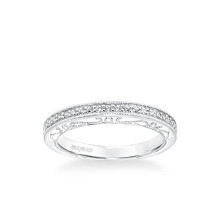 Indra Vintage Heritage Collection Diamond And Milgrain Filigree Scrollwork Wedding Band