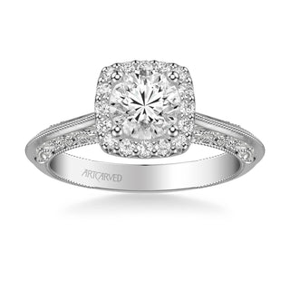 Indra Vintage Round Halo Diamond Heritage Collection Engagement Ring