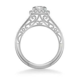 Indra Vintage Round Halo Diamond Heritage Collection Engagement Ring