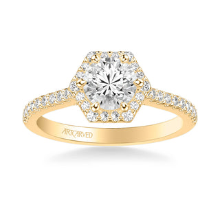 Lorelei Contemporary Hexagon Halo Diamond Engagement Ring