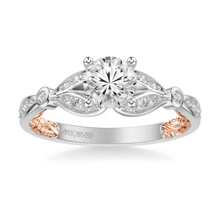 Anouk Lyric Collection Contemporary Side Stone Floral Diamond Engagement Ring