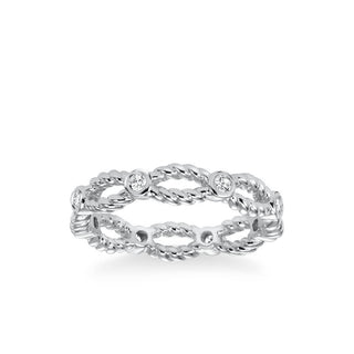 Stackable Eternity Band With Open Rope And Diamond Accents