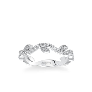 Stackable Band With Diamond Leaf And Vine Accents