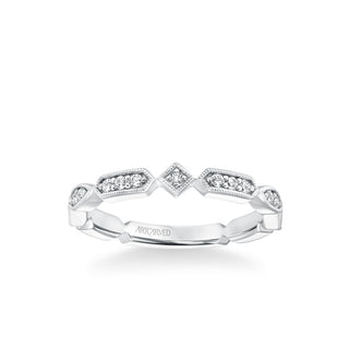 Stackable Band With Diamond And Milgrain Alternating Multi-Shape Design