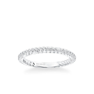 Stackable Band With Diamonds And Inside Rope Pattern