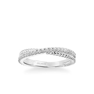 Stackable Band With Diamond And Rope "X" Design