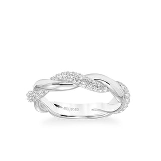 Stackable Band With Alternating Half Diamond Half Polished Twist