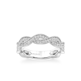 Stackable Band With Diamond And Milgrain Twist