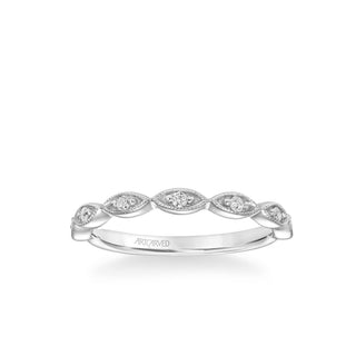 Stackable Band With Diamond And Milgrain Marquise Shape Design