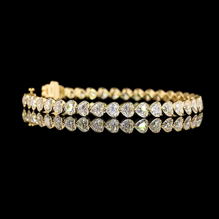 Tennis Heart 9.19cts 18K Yellow Gold Bracelet BC2055