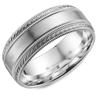 Carved 8mm Wedding Band WB-034C8W