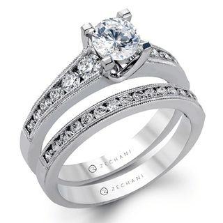 Zeghani Ladies 14k White Gold Engagement Ring ZR1034