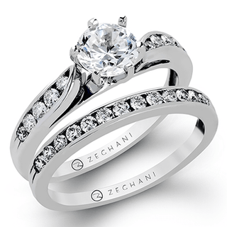 Zeghani Ladies 14k White Gold Engagement Ring ZR398