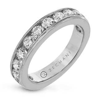 Zeghani Ladies 14k White Gold Wedding Band ZR47