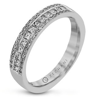 Zeghani Ladies 14k White Gold Wedding Band ZR859