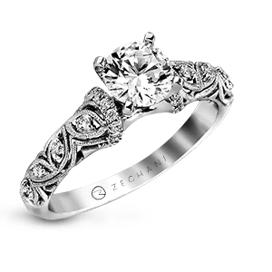 Zeghani Ladies 14k White Gold Engagement Ring ZR916