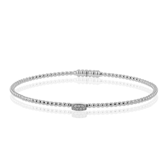 Beaded Bangle in 18k White Gold with Diamonds LB2341