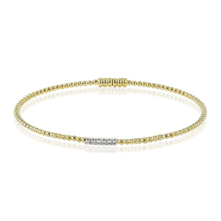 Beaded Bangle in 18k Yellow Gold with Diamonds LB2344