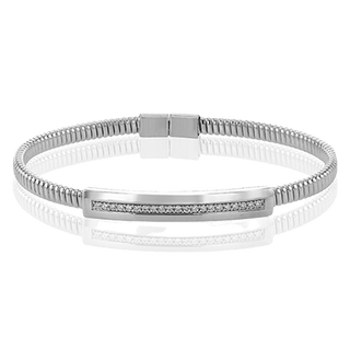 Cable Bangle in 18k White Gold with Diamonds LB2429