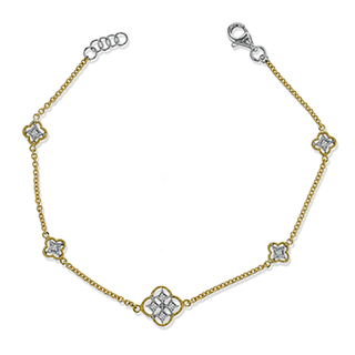 Clover Bracelet in 18k Yellow/White Gold with Diamonds LB2243