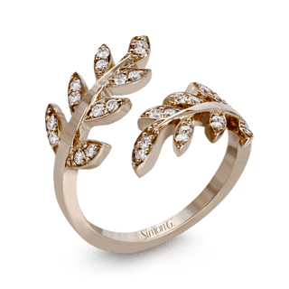 Fallen Leaves Fashion Ring In 18k Rose Gold With White  Diamonds LP2309-A