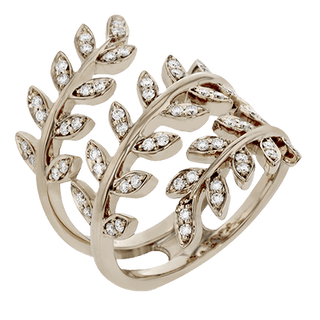 Fallen Leaves Fashion Ring In 18k Rose Gold With White Diamonds LP2309