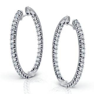 Hoop Earring in 18k White Gold with Diamonds ER382